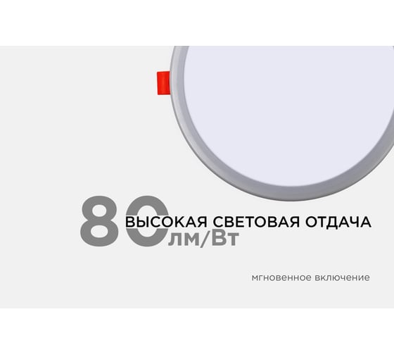 Встраиваемая светодиодная панель OGM с регулировкой, 15вт, 1200лм, 6500к, ø175x24мм, круг / LP-09