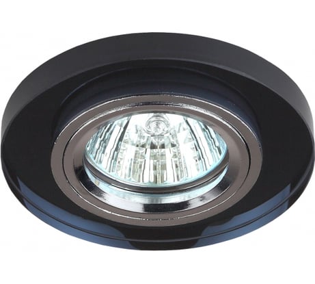 Светильник ЭРА DK7 CH/BK декор стекло круглое MR16,12V/220V, 50W, хром/черный C0043793