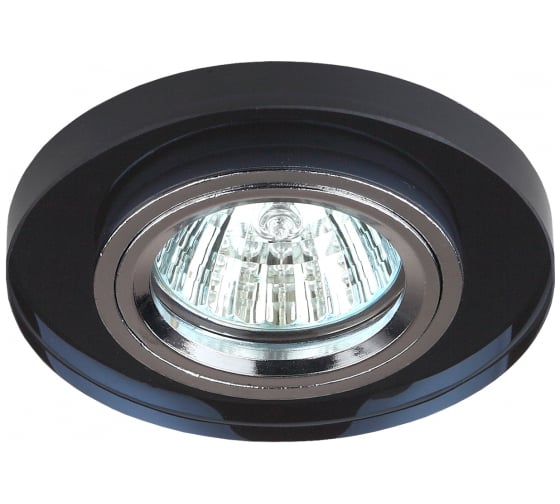 Светильник ЭРА DK7 CH/BK декор стекло круглое MR16,12V/220V, 50W, хром/черный C0043793