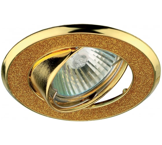 Светильник ЭРА DK18 GD/SH YL декор круглый со стекл крошкой MR16,12V/220V 50W золото/золот C0043760 1