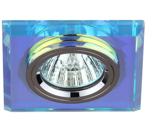 Светильник ЭРА DK8 CH/PR декор стекло квадрат MR16,12V/220V, 50W, хром/перламутр C0043790