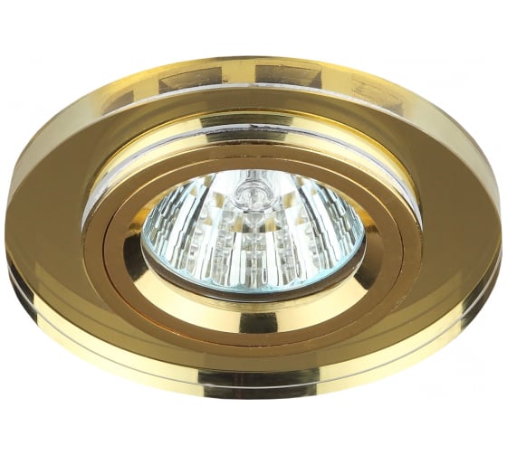 Светильник ЭРА DK7 GD/YL декор стекло круглое MR16,12V/220V, 50W, золото/желтый C0043794