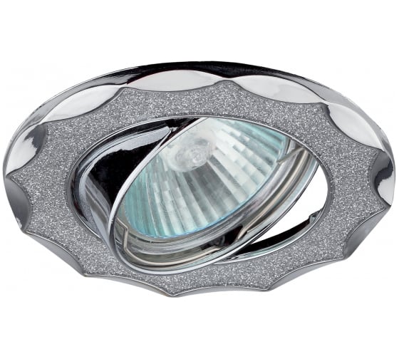 Светильник ЭРА DK17 CH/SH SL декор звезда со стекл крошкой MR16,12V/220V 50W,хром/серебряны C0043755