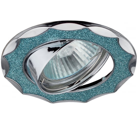 Светильник ЭРА DK17 CH/SHBL1 декор звезда со стекл крошкой MR16,12V/220V, 50W, хром/голубой C0043753 1