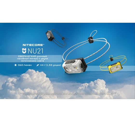 Налобный фонарь Nitecore nu21 midnight shadow 360люмен 37часов 58м з.у usb-c акб li-ion 3.7v 500mah 0235