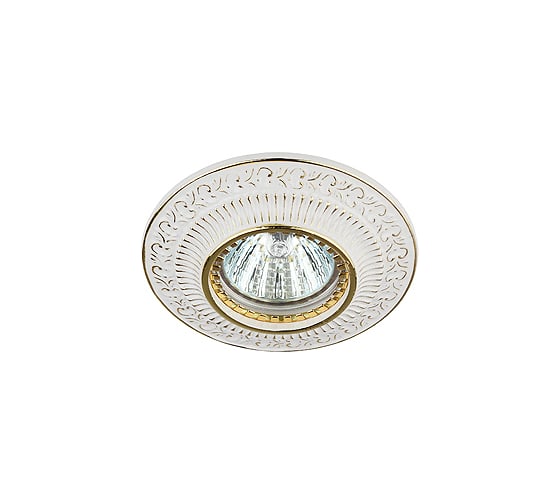 Светильник ЭРА KL50 WH/GD круглый вензель MR16,12V/220V, 50W белый/золото Б0009326