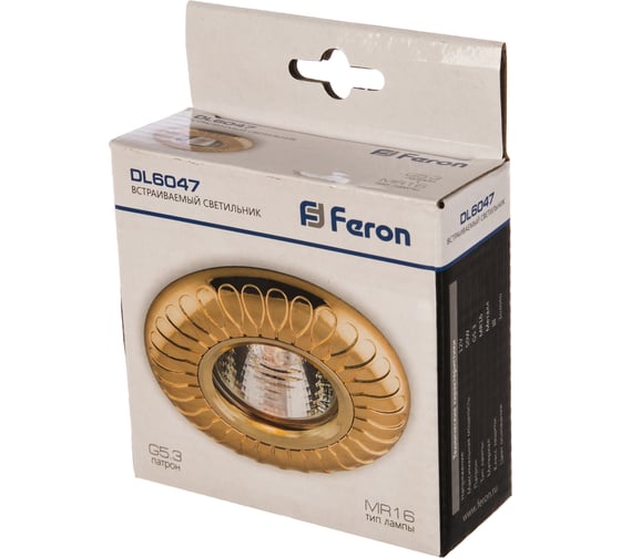 Встраиваемый потолочный светильник FERON MR16 G5.3 золото, DL6047 28959