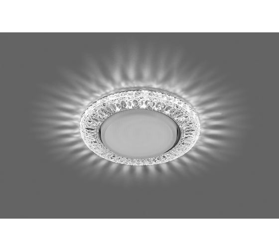 Встраиваемый светильник для натяжных потолков с белой LED подсветкой Feron CD4022 GX53 прозрачный, 29475