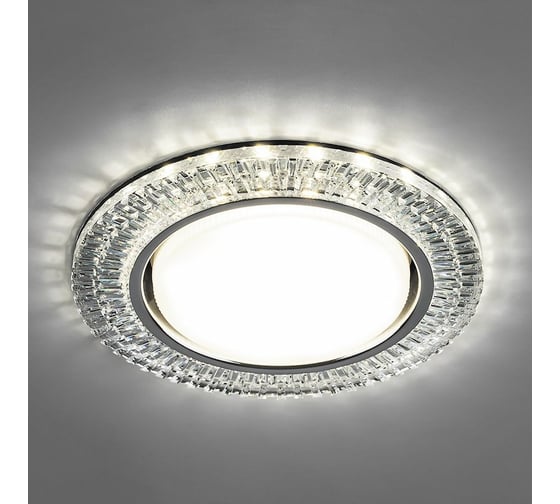 Встраиваемый светильник для натяжных потолков с белой LED подсветкой Feron CD4033 GX53, прозрачный, хром, 32997