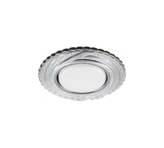 Встраиваемый светильник для натяжных потолков с белой LED подсветкой FERON CD4037 GX53, прозрачный, хром 40504