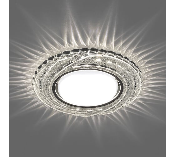 Встраиваемый светильник для натяжных потолков с белой LED подсветкой FERON CD4037 GX53, прозрачный, хром 40504 1
