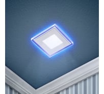 Светодиодный квадратный светильник ЭРА LED 4-6 BL c cиней подсветкой LED 6W 220V 4000K Б0017495