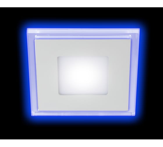 Светодиодный квадратный светильник ЭРА LED 4-6 BL c cиней подсветкой LED 6W 220V 4000K Б0017495