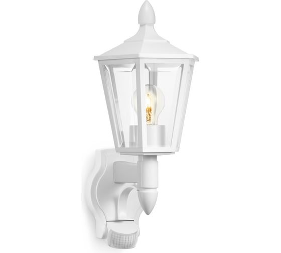 Настенный уличный светильник с датчиком движения Steinel L 15 S IP 44 white clear E27 1х60 Вт 617912