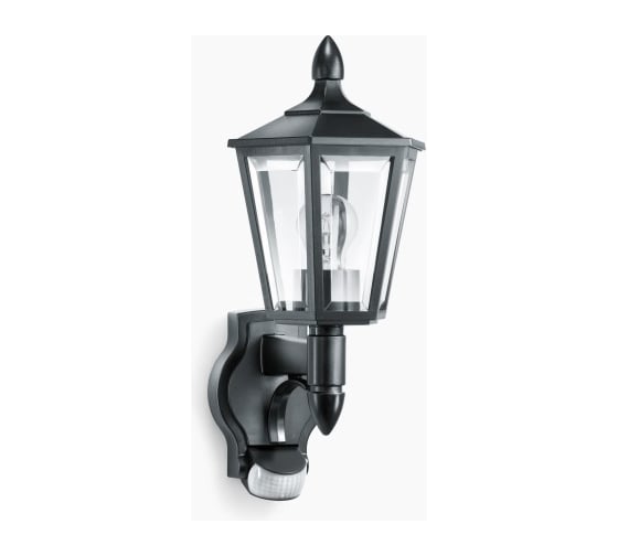 Настенный уличный светильник с датчиком движения Steinel L 15 S IP 44 black clear E27 1х60 Вт 617813