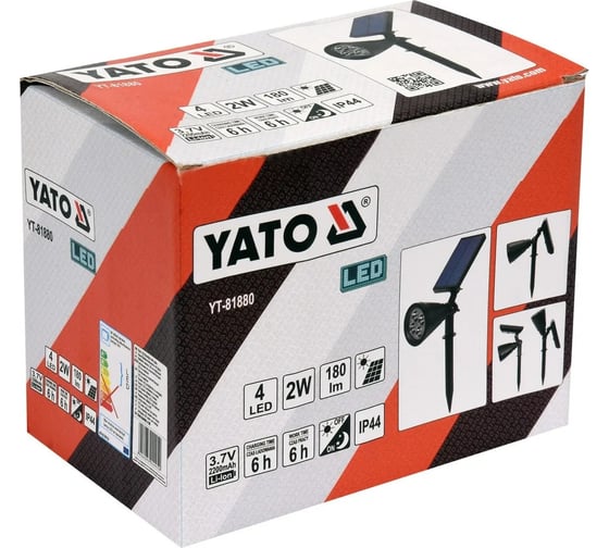 Садовый светильник на солнечной батарее YATO YT-81880