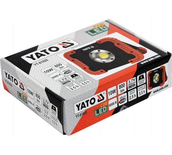 Аккумуляторный светодиодный прожектор YATO 10Вт YT-81820