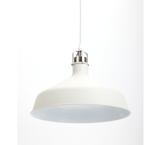 Металлический подвес ЭРА PL2 WH/SN E27, max 60W, d300 мм, шагрень белый/сатин никель Б0037434
