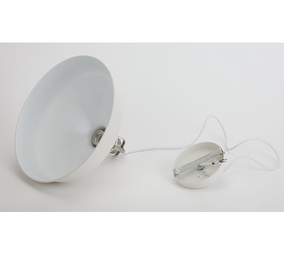 Металлический подвес ЭРА PL2 WH/SN E27, max 60W, d300 мм, шагрень белый/сатин никель Б0037434