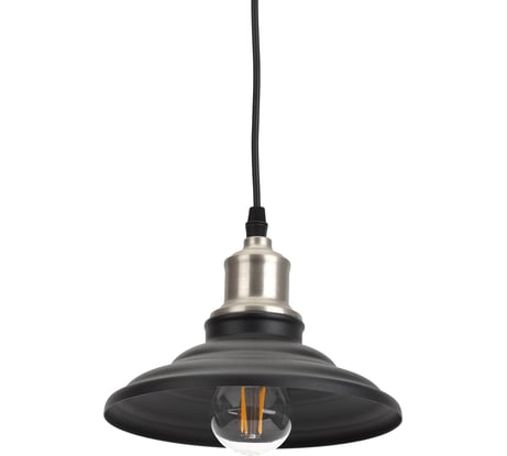 Металлический подвес ЭРА PL4 BK/BN E27, max 60W, d203 мм, шагрень черный/темный никель Б0037439