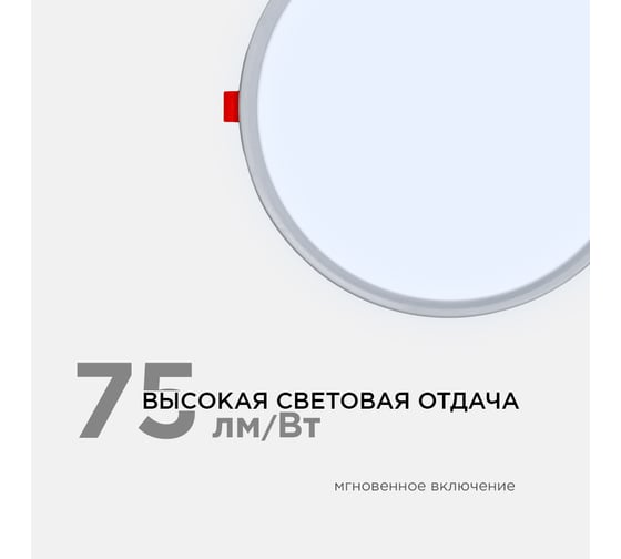 Светодиодная встраиваемая панель OGM с регулировкой, 20вт, 1500лм, 6500к, 230х230x24мм, круг / LP-12