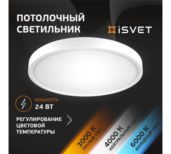 Настенно-потолочный светодиодный светильник iSVET 24Вт круглый накладной, управляемый PNT-101-2-4