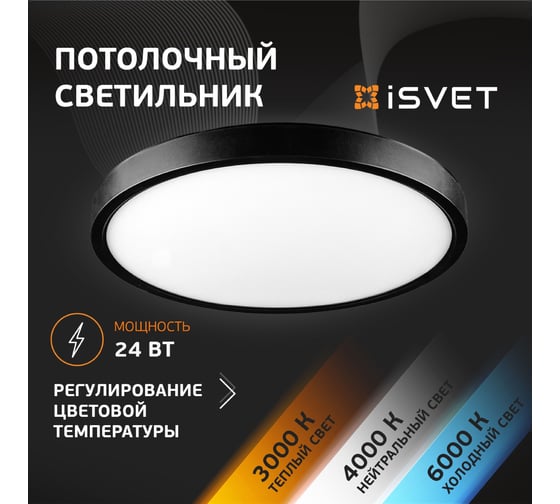 Настенно-потолочный светодиодный светильник iSVET 24Вт, круглый накладной, управляемый PNT-101-2-5