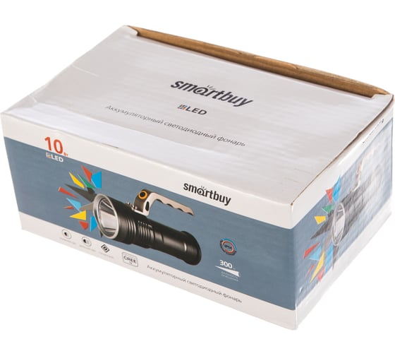 Аккумуляторный светодиодный фонарь Smartbuy CREE T6 10Вт, металлический с ручкой, IP54 SBF-30-H
