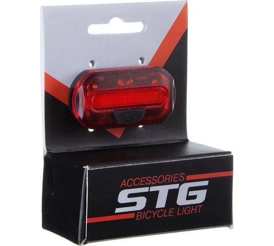 Велосипедный фонарь STG JY6068T, задний, резин. Хомут. Бат: (2 *CR2032) черный Х81486