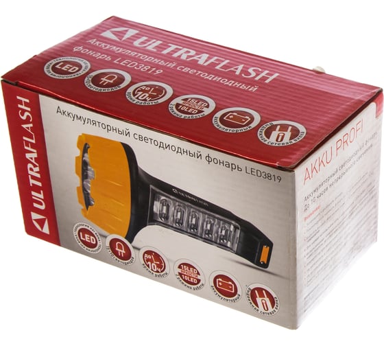 Аккумуляторный фонарь 15+10 LED Ultraflash LED3819 10974