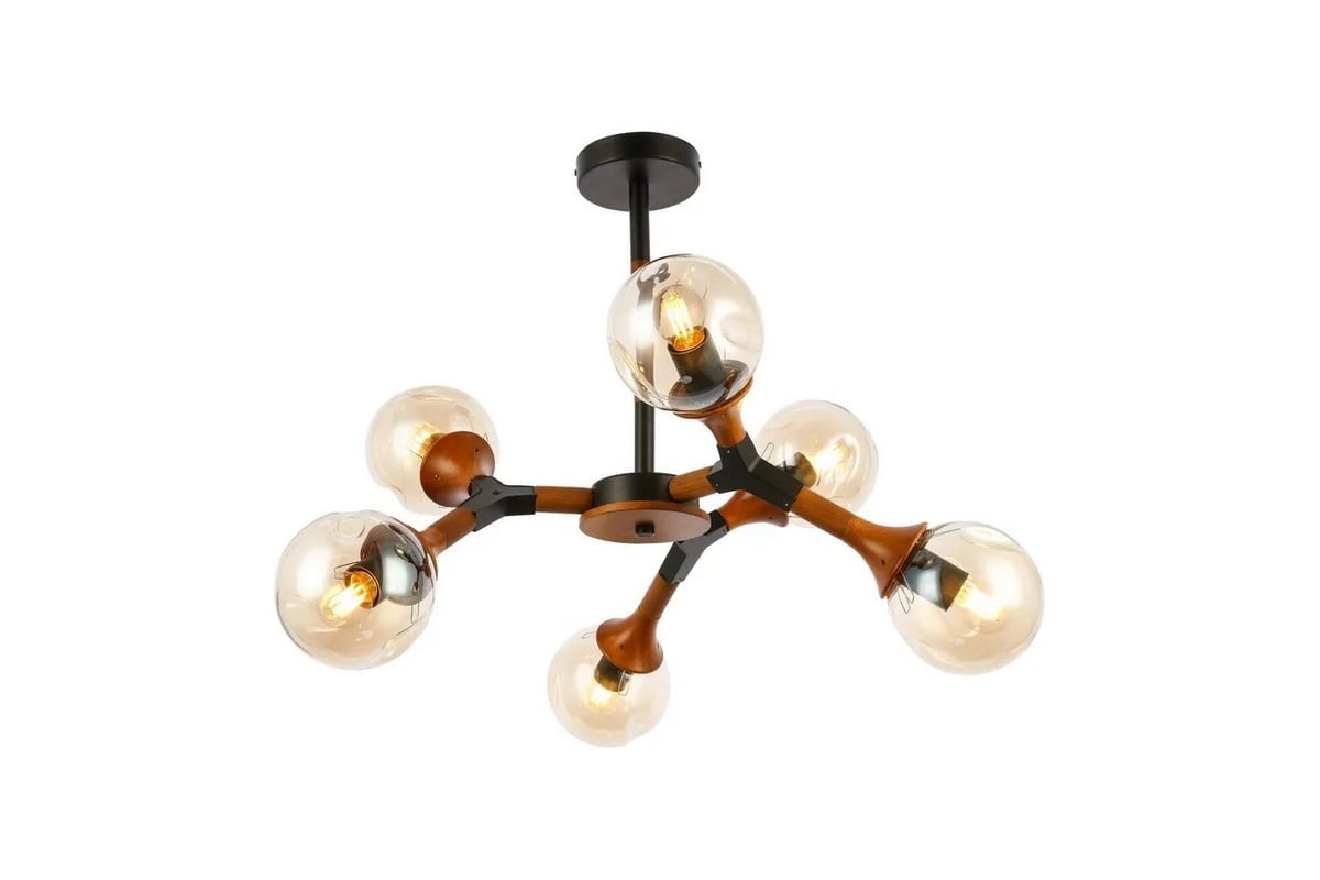 Потолочная люстра ALMA LIGHT e27 6x60w темное дерево, ALC00038BG-MK1 ...