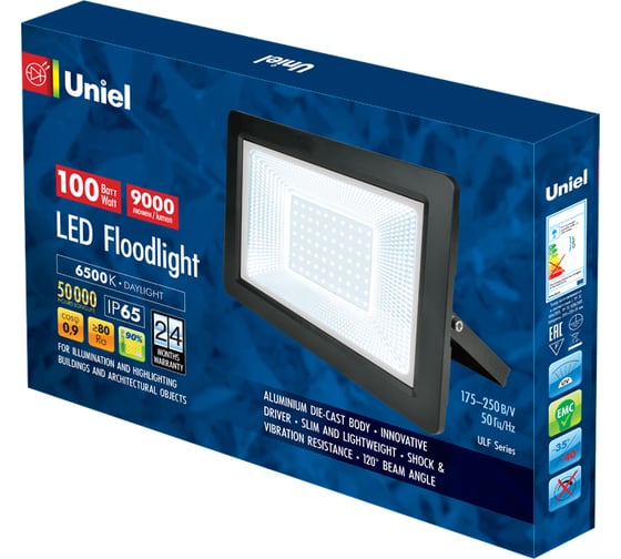 Светодиодный прожектор Uniel ULF-F19-100W 6500K IP65 175-250В BLACK UL-00006739