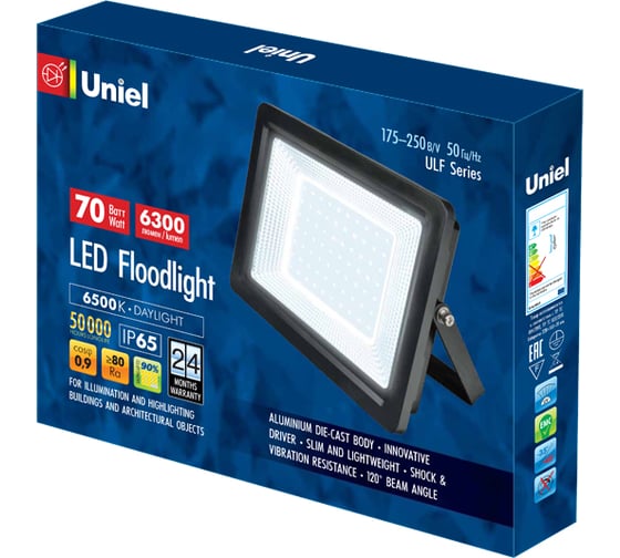 Светодиодный прожектор Uniel ULF-F19-70W 6500K IP65 175-250В BLACK UL-00006738