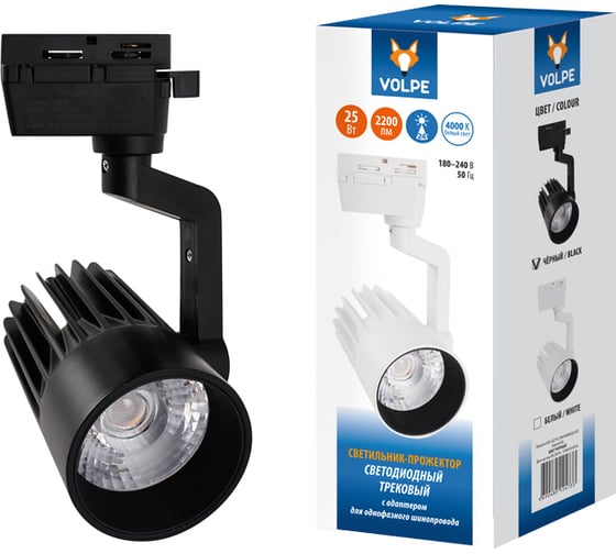 Трековый светодиодный светильник-прожектор Volpe ULB-Q274 25W/4000К BLACK UL-00005924 1