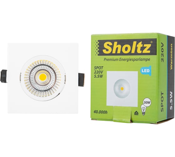 Светодиодный встраиваемый поворотный светильник Sholtz 5Вт 3000K 220В, 88x88мм IP20 LOS3083 1