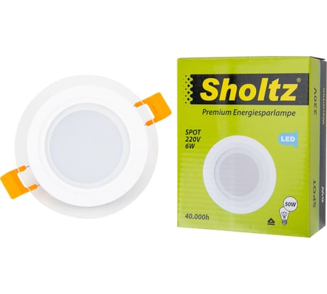 Светодиодный встраиваемый светильник Sholtz 6Вт 3000K 220В, стекло диам.100мм IP20 LOS3079