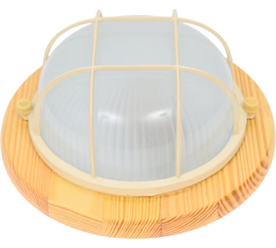 Светильник LightStandart Termo 60 01 18 малый для бани/сауны круглый с решеткой, IP54 60Вт 1хЕ27, цвет береза, рабочая температура до +130C (НБО 03-60-012 УХЛ4клен) IT8564