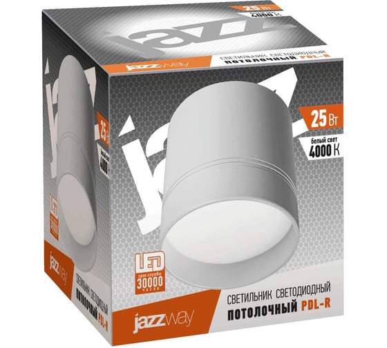 Светодиодный светильник Jazzway PDL-R 25Вт 4000К IP20 белый 100град. ДПО накладной 5005716