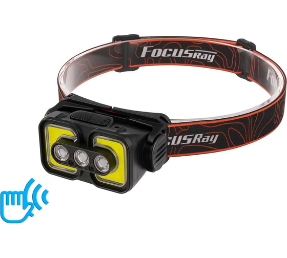 Фонарь Focusray 1306 аккумулятор 18650 1200, ман, 3,7v, индикатор заряда, сенсор, 3 диода 3w +2 сов, 3w 1/100/200, шт 890170 1