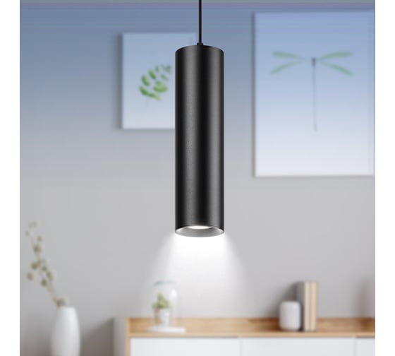 Подвесной светильник ЭРА PL1 GU10, BK 300, D80*300 мм, черный Б0041506