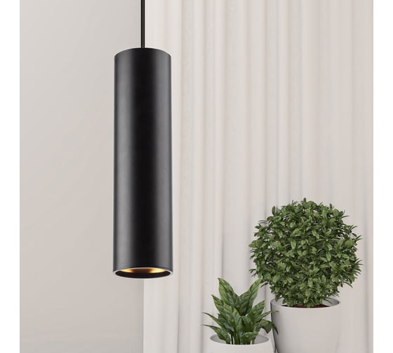 Подвесной светильник ЭРА PL1 GU10, BK 300, D80*300 мм, черный Б0041506