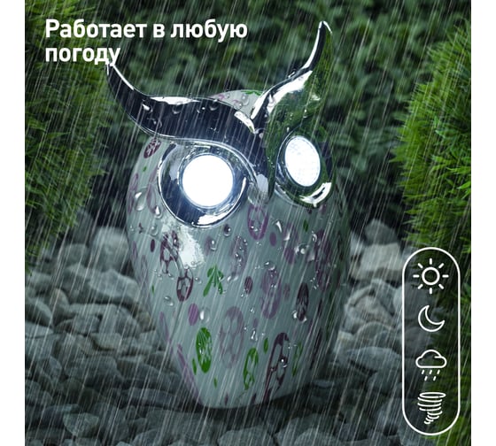 Садовый светильник на солнечной батарее ЭРА ERAFYH01-05 Филин, полистоун, 16 см Б0038498