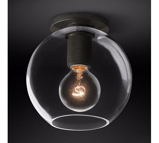 Потолочный светильник IMPERIUMLOFT RH Utilitaire Globe Shade Flushmount Black 123673-22 1