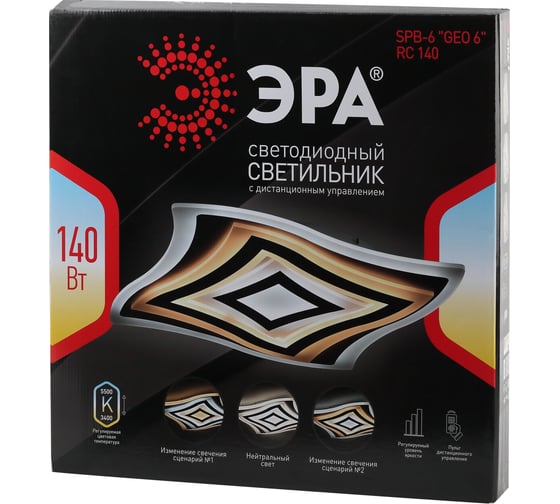 Бытовой светодиодный светильник ЭРА SPB6 GEO 6 RC 140 SPB6 GEO 6 140 SPB6 GEO 5140 ЭР Б0043868