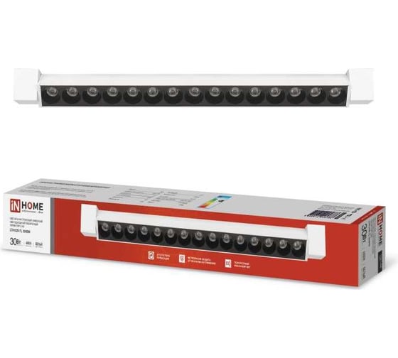Трековый линейный светодиодный светильник IN HOME ltr-02r-tl 3040w 30вт, 4000к, 475мм, 24гр, белый, серии top-line 4690612045788