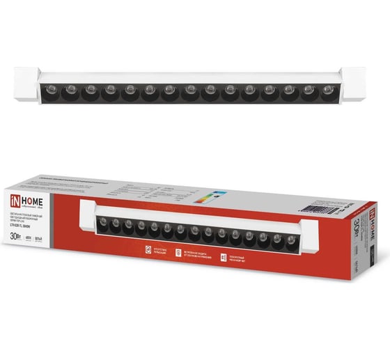 Трековый линейный светодиодный светильник IN HOME ltr-02r-tl 3040w 30вт, 4000к, 475мм, 24гр, белый, серии top-line 4690612045788