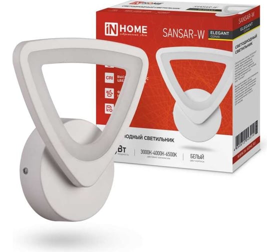 Светодиодный светильник IN HOMEelegant sansar-w 15вт, 230в, 3000-6500k, 1200лм, step color белый 4690612043210