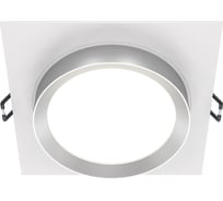 Встраиваемый светильник MAYTONI hoop 1хgx53x15w алюминий и пластик белый с серебром DL086-GX53-SQ-WS