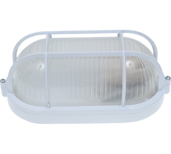 Светильник для ламп накаливания и компактных люминесцентных ламп LightStandart Round WP 60 21 01 IP54, овальный, 60 Вт, белый с решеткой (НБП 04-60-002 УХЛ1 ) IT8125 1