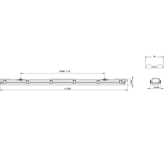 Светильник ЭРА SPP-101-0-002-120 IP65 под две светодиодные лампы T8 G13 LED 2х1200 Б0043658